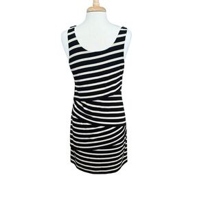 LOFT Dresses Ann Taylor Loft Black Tan Beige Striped Sleeveless Tank Dress MP
